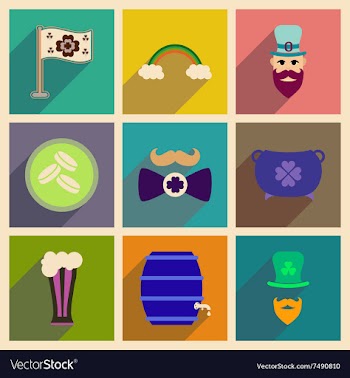 Concept of flat icons with long shadow St Patrick vector image