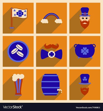 Concept of flat icons with long shadow St Patrick vector image