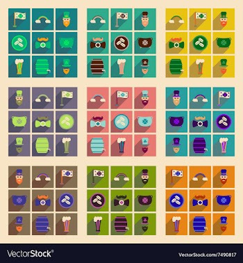 Concept of flat icons with long shadow St Patrick vector image