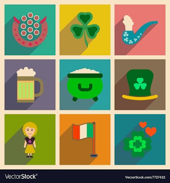 Concept of flat icons with long shadow St Patrick vector image