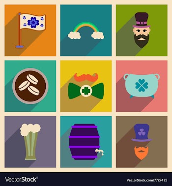 Concept of flat icons with long shadow St Patrick vector image