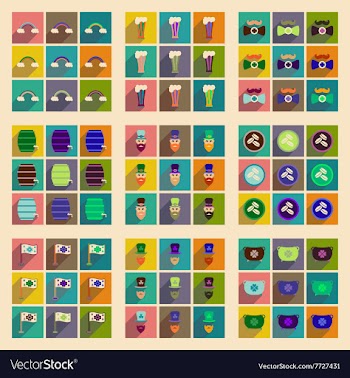 Concept of flat icons with long shadow St Patrick vector image