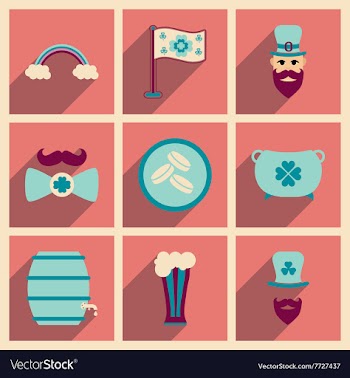 Concept of flat icons with long shadow St Patrick vector image