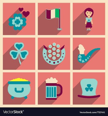 Concept of flat icons with long shadow St Patrick vector image