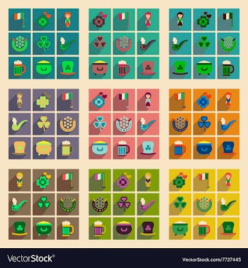 Concept of flat icons with long shadow St Patrick vector image