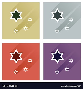 Concept of flat icons with long shadow Star David vector image