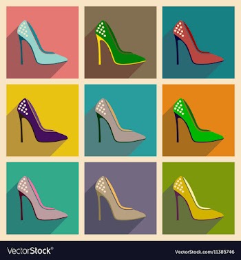 Concept of flat icons with long shadow stiletto vector image