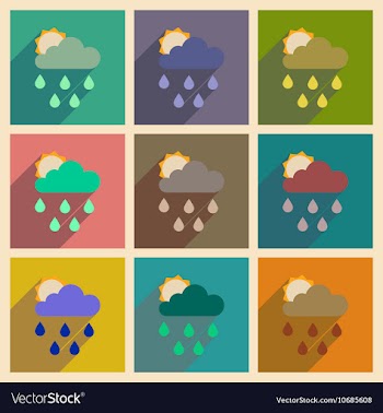 Concept of flat icons with long shadow sun clouds vector image