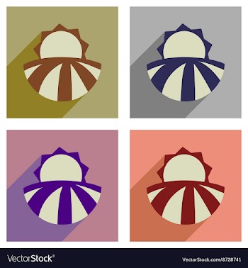 Concept of flat icons with long shadow sunset vector image