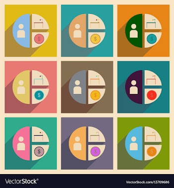 Concept of flat icons with long shadow time mone vector image