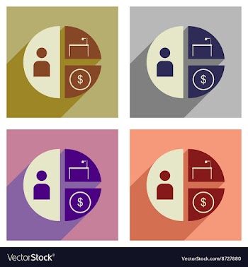 Concept of flat icons with long shadow time money vector image