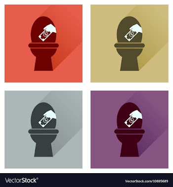 Concept of flat icons with long shadow toilet vector image