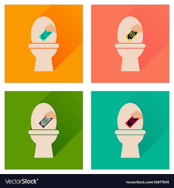 Concept of flat icons with long shadow toilet vector image