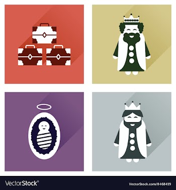 Concept of flat icons with long shadow Traditional vector image