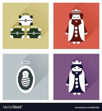 Concept of flat icons with long shadow Traditional vector image