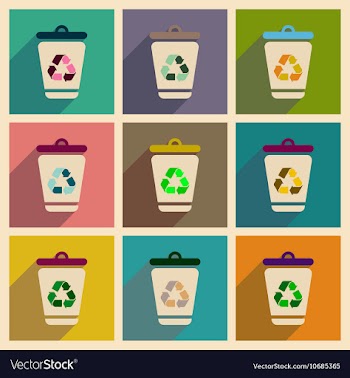 Concept of flat icons with long shadow trash box vector image