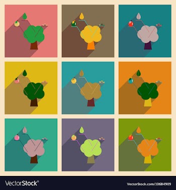 Concept of flat icons with long shadow tree vector image