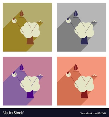 Concept of flat icons with long shadow tree vector image