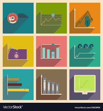 Concept of flat icons with long shadow vector image