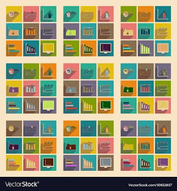 Concept of flat icons with long shadow vector image