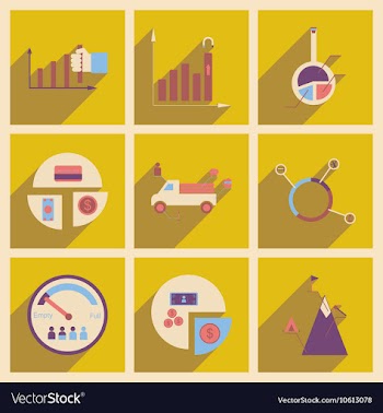 Concept of flat icons with long shadow vector image