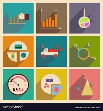 Concept of flat icons with long shadow vector image