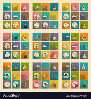 Concept of flat icons with long shadow vector image
