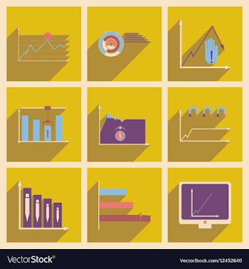 Concept of flat icons with long shadow vector image