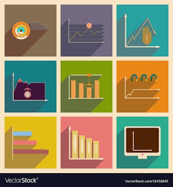 Concept of flat icons with long shadow vector image