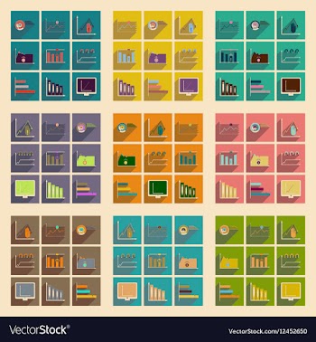 Concept of flat icons with long shadow vector image