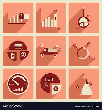 Concept of flat icons with long shadow vector image