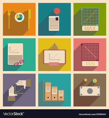 Concept of flat icons with long shadow vector image