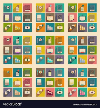 Concept of flat icons with long shadow vector image