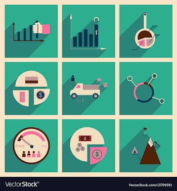 Concept of flat icons with long shadow vector image