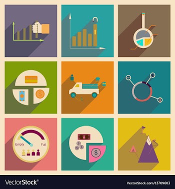 Concept of flat icons with long shadow vector image