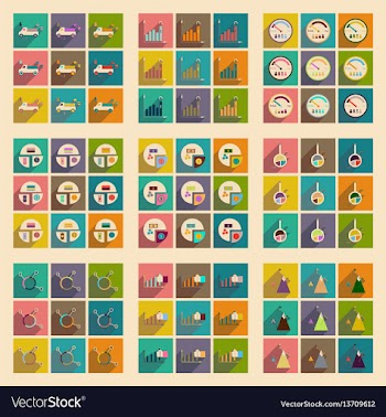 Concept of flat icons with long shadow vector image