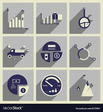 Concept of flat icons with long shadow vector image