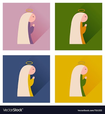 Concept of flat icons with long shadow Virgin Mary vector image