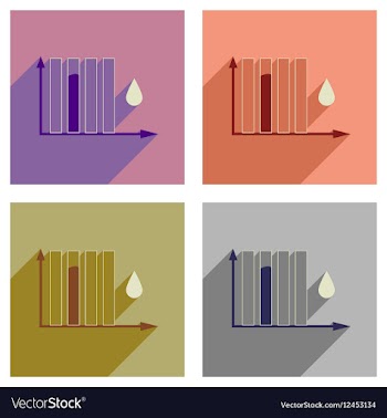 Concept of flat icons with long shadow water chart vector image