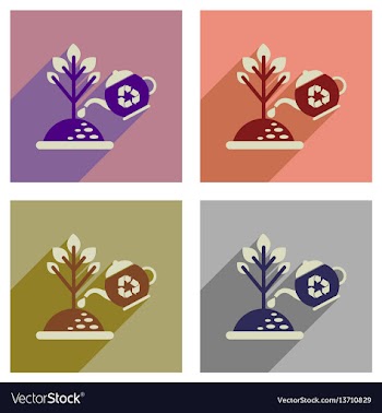 Concept of flat icons with long shadow watering vector image