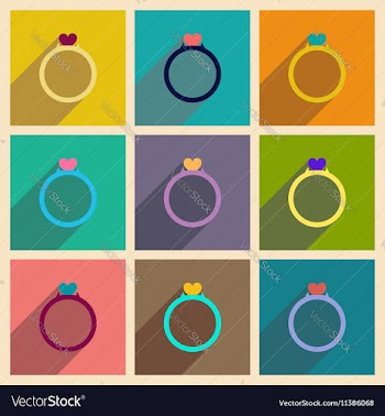 Concept of flat icons with long shadow wedding vector image