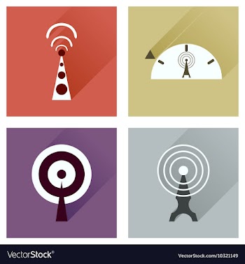 Concept of flat icons with long shadow Wi fi modem vector image