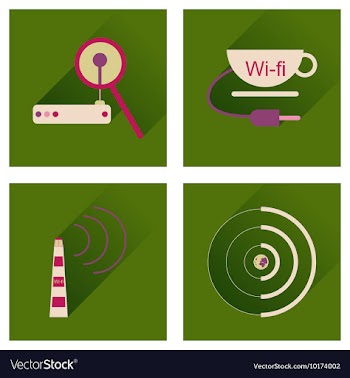 Concept of flat icons with long shadow Wi-Fi vector image