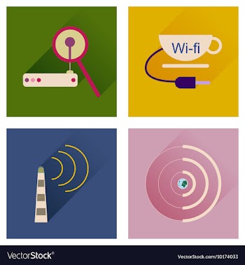 Concept of flat icons with long shadow Wi-Fi vector image