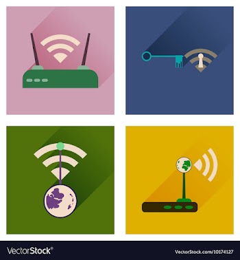 Concept of flat icons with long shadow Wi-Fi vector image