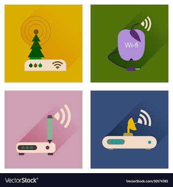 Concept of flat icons with long shadow Wi-Fi vector image