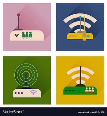Concept of flat icons with long shadow Wi-Fi vector image