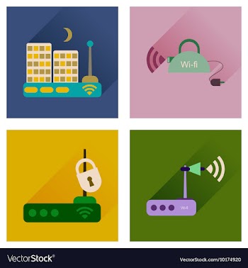 Concept of flat icons with long shadow Wi-Fi vector image