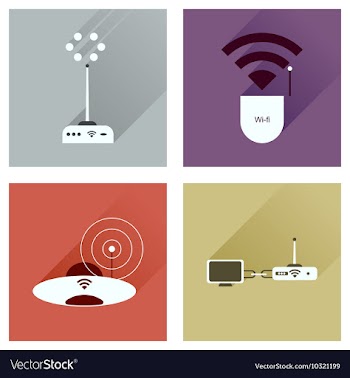 Concept of flat icons with long shadow Wi-Fi vector image