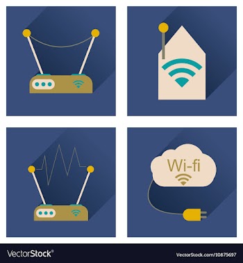 Concept of flat icons with long shadow Wi-Fi vector image